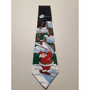 VTG HALLMARK "YULE TIE GREETINGS" SANTA CLAUS GOLFING XMAS NECKTIE TIE RARE